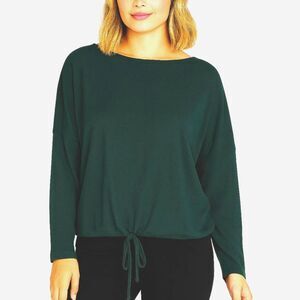 NWT Chaser Lightweight Ribbed Drop Shoulder Drawstring waist Boxy Pullover Top S